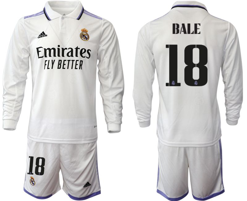 Men 2022-2023 Club Real Madrid home long sleeve white 18 Soccer Jersey